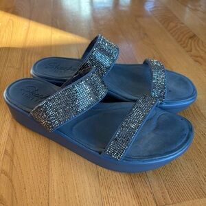 Skechers Luxe Foam Sparkly Sandals Gray Bumblers Bright Starts Womens Size 8